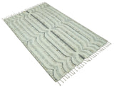 Hand Carved Texture Ivory, Gray, Charcoal and Beige Moroccan Style Modern Stripes Design 5x8 wool Area Rug