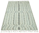Hand Carved Texture Ivory, Gray, Charcoal and Beige Moroccan Style Modern Stripes Design 5x8 wool Area Rug