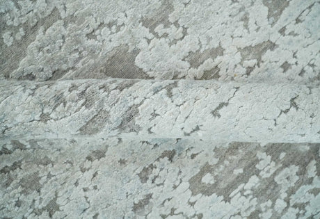Hand Carved Texture Modern abstract Silver and Gray Hand Knotted 8x10 wool and Art Silk Area Rug