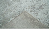 Hand Carved Texture Modern abstract Silver and Gray Hand Knotted 8x10 wool and Art Silk Area Rug