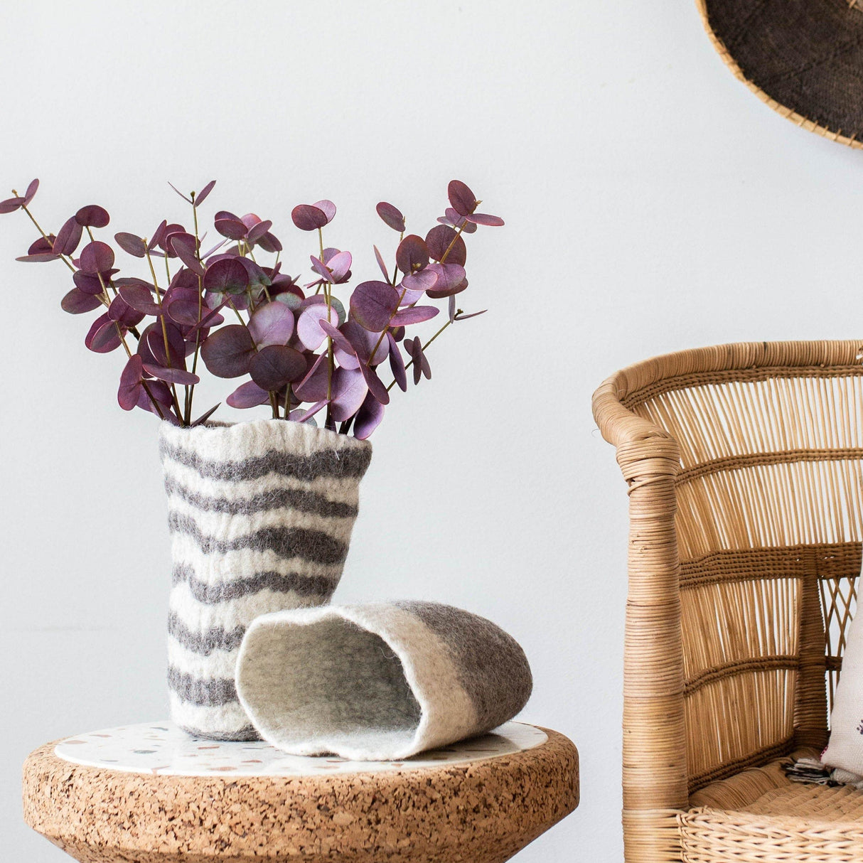 Hand-Felted Woven Wool Table Vase-Gifts Under $100-Parc Decor