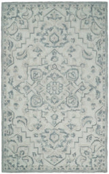 Hand Hooked 5x8 Blue, Silver and White Wool Textured Loop Area Rug | GAR7-Area Rug-Parc Decor