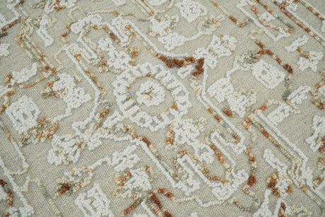 Hand Hooked 5x8 Brown and White Wool Textured Loop Area Rug | GAR3-Area Rug-Parc Decor