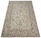 Hand Hooked 5x8 Pink and Beige Wool Textured Loop Area Rug | GAR12-Area Rug-Parc Decor