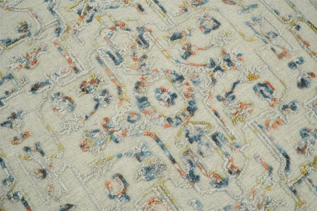 Hand Hooked 5x8 Silver and Blue Wool Textured Loop Area Rug | GAR5-Area Rug-Parc Decor