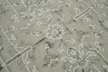 Hand Hooked 5x8 White and Gray Wool Textured Loop Area Rug | GAR9-Area Rug-Parc Decor