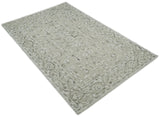 Hand Hooked 5x8 White and Gray Wool Textured Loop Area Rug | GAR9-Area Rug-Parc Decor