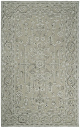 Hand Hooked 5x8 White and Gray Wool Textured Loop Area Rug | GAR9-Area Rug-Parc Decor