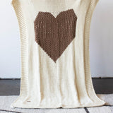Hand-Knitted Merino Wool Heart Throw Blanket-Throw Pillows & Blankets-Parc Decor
