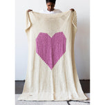 Hand-Knitted Merino Wool Heart Throw Blanket
