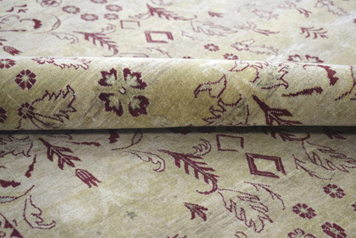 Hand Knotted 10x14 Modern Gold And Red Wool Area Rug