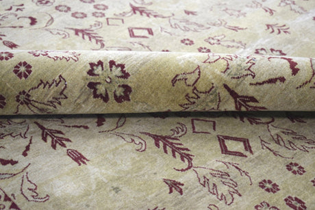 Hand Knotted 10x14 Modern Gold And Red Wool Area Rug