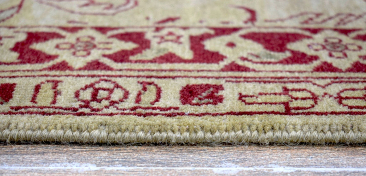 Hand Knotted 10x14 Modern Gold And Red Wool Area Rug