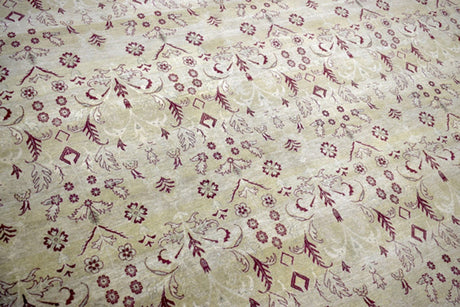 Hand Knotted 10x14 Modern Gold And Red Wool Area Rug