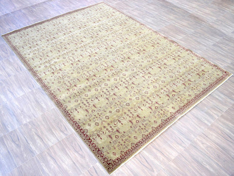 Hand Knotted 10x14 Modern Gold And Red Wool Area Rug
