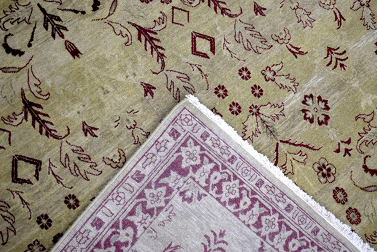 Hand Knotted 10x14 Modern Gold And Red Wool Area Rug