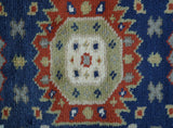 Hand Knotted 2.6x6 Traditional Blue And Rust Wool Runner Rug