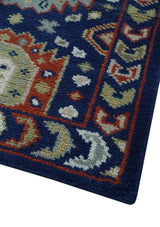 Hand Knotted 2.6x6 Traditional Blue And Rust Wool Runner Rug