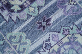 Hand knotted 2.6x8 Purple transitional geometrical Design Wool Area Rug