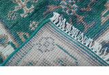 Hand knotted 2.6x8 Teal Traditional Khotan Design Wool Area Rug