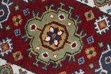 Hand Knotted 2.6x8 Traditional Kazak Red and Ivory Wool Rug
