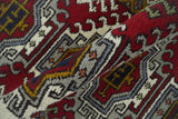 Hand Knotted 2.8x10 Traditional Kazak Ivory and Red Wool Area Rug