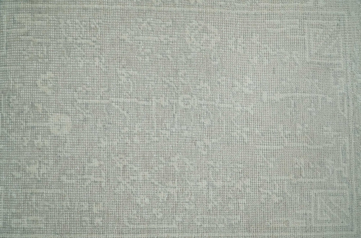 Hand Knotted 2x3 Beige and Ivory Traditional Persian Oushak Wool Rug