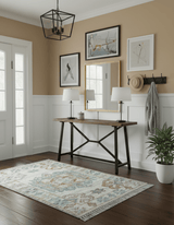 Hand knotted 2x3 Ivory And Blue transitional geometrical Design Wool Area Rug