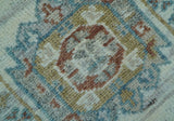 Hand knotted 2x3 Ivory And Blue transitional geometrical Design Wool Area Rug