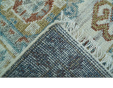 Hand knotted 2x3 Ivory And Blue transitional geometrical Design Wool Area Rug