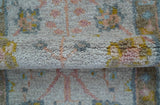 Hand Knotted 2x3 Oushak Design Gray And Green Wool Rug