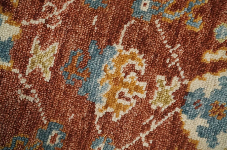 Hand Knotted 2x3 Rust, Blue and Ivory Traditional Antique Persian Design Wool Rug | TRDCP79923-Area Rug-Parc Decor