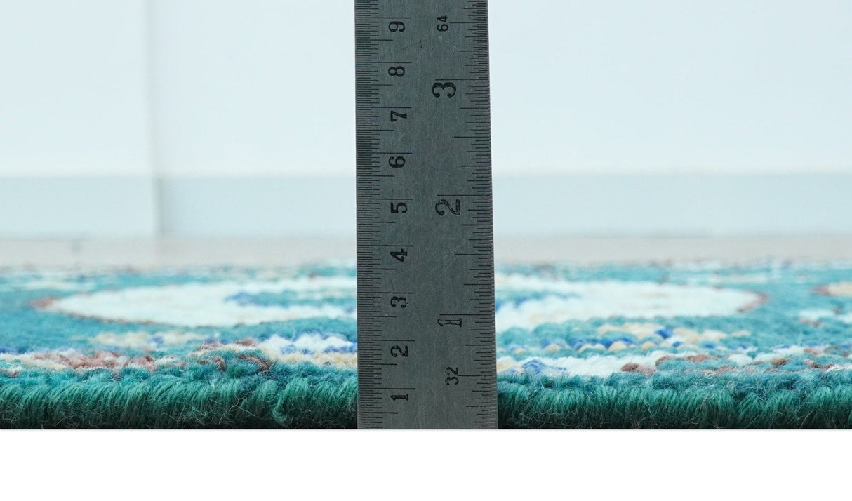 Hand knotted 2x3 Teal Traditional Khotan Design Wool Area Rug