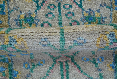 Hand Knotted 2x3 Traditional Design Gray And Green Wool Area Rug