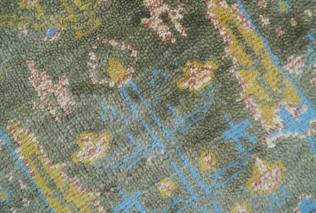 Hand Knotted 2x3 Traditional Tree of life Olive Wool Area Rug