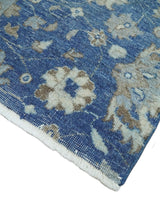 Hand Knotted 2x4 Blue and Beige Traditional Oxidized Textured Persian Wool Rug