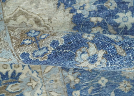 Hand Knotted 2x4 Blue and Beige Traditional Oxidized Textured Persian Wool Rug