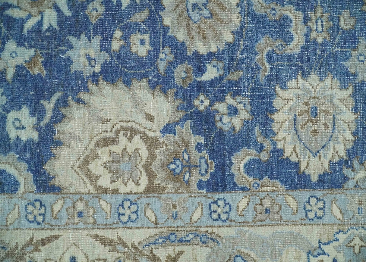 Hand Knotted 2x4 Blue and Beige Traditional Oxidized Textured Persian Wool Rug