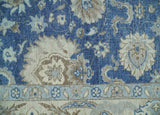 Hand Knotted 2x4 Blue and Beige Traditional Oxidized Textured Persian Wool Rug