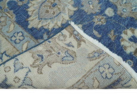 Hand Knotted 2x4 Blue and Beige Traditional Oxidized Textured Persian Wool Rug