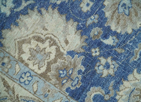 Hand Knotted 2x4 Blue and Beige Traditional Oxidized Textured Persian Wool Rug