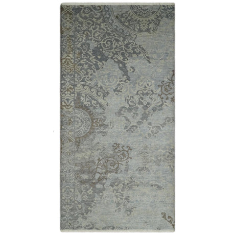 Hand Knotted 2x4 Charcoal, Beige and Olive Traditional Vintage Persian Wool Rug| N2424-Area Rug-Parc Decor
