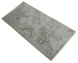 Hand Knotted 2x4 Gray And Beige Traditional Vintage Persian Wool Rug