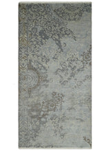 Hand Knotted 2x4 Gray And Beige Traditional Vintage Persian Wool Rug