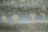 Hand Knotted 3x3 Gray, Ivory and Beige Traditional Low Pile Wool Rug, Bedside Rug | N35033