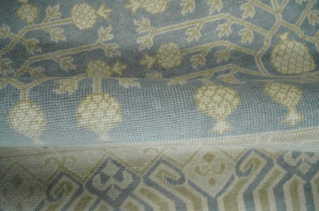 Hand Knotted 3x3 Gray, Ivory and Beige Traditional Low Pile Wool Rug, Bedside Rug | N35033