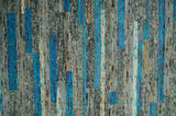 Hand Knotted 4.5x6.5 Gray, Ivory and Blue Modern Abstract Recycled Silk Area Rug