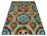 Hand Knotted 4.5x6.5 Multicolor Persian Recycled Silk Area Rug