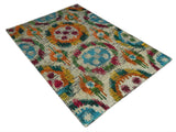 Hand Knotted 4.5x6.5 Multicolor Persian Recycled Silk Area Rug