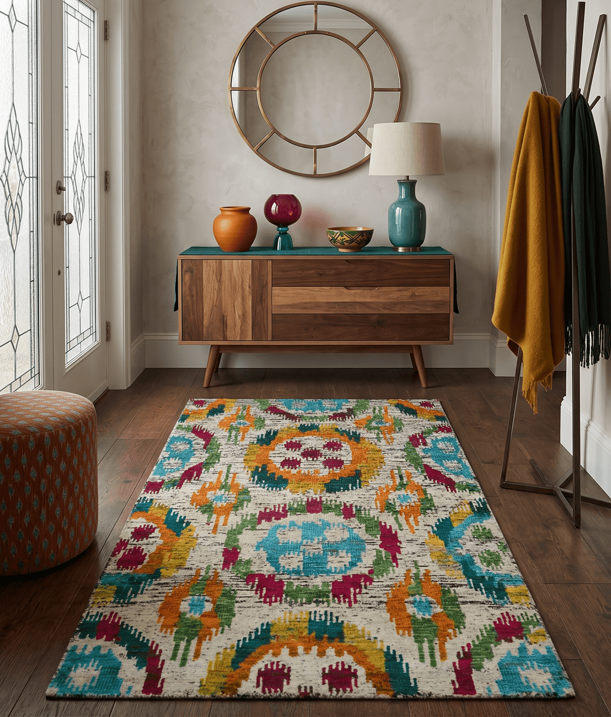 Hand Knotted 4.5x6.5 Multicolor Persian Recycled Silk Area Rug